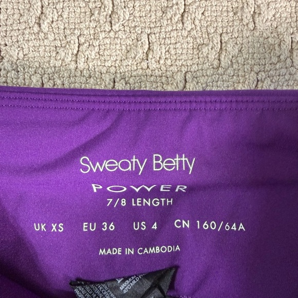 Sweaty Betty Power Colorblock 7/8 Length Yoga Workout Leggings Black Purple 4 - Picture 3 of 7